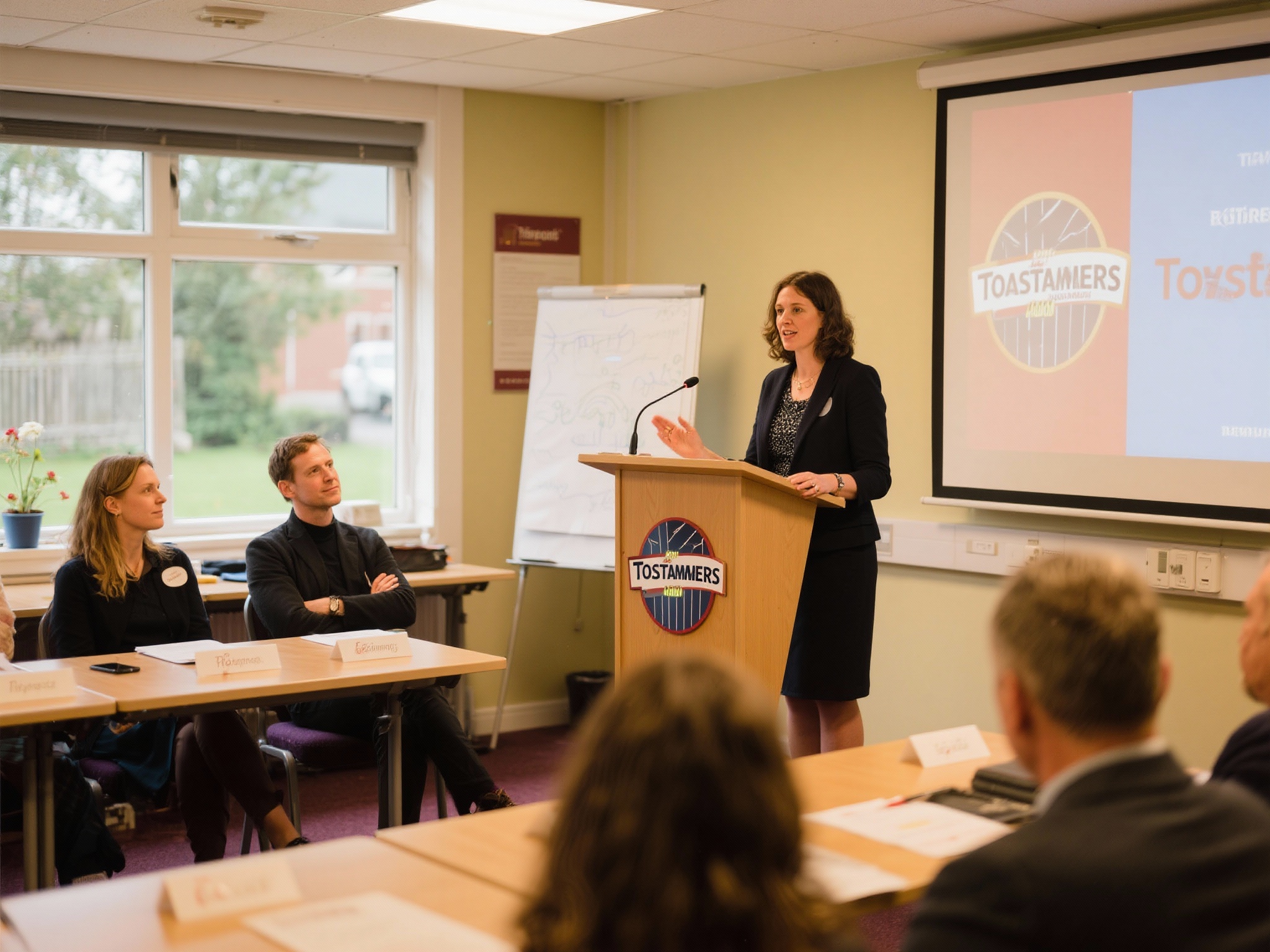 Ria Harman leading a Norwich Speakers meeting in Norwich